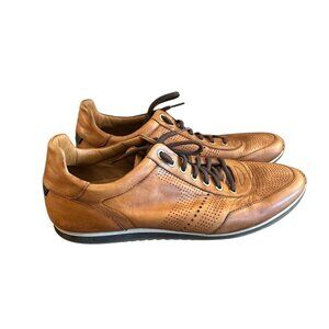 Magnanni Shoes Mens 14 Brown Perforated Leather Lace Up Pueblo Dress Sneakers